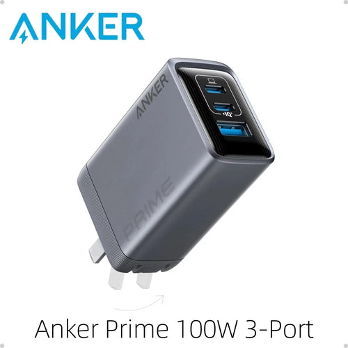 Cargador de pared Anker Prime GaN 100W · 3 puertos USB-C (A2688)
