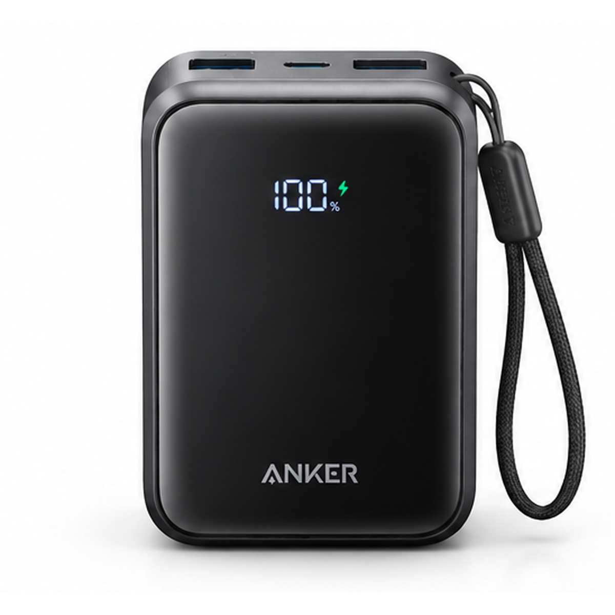 Power bank Anker A1638 10,000 mAh vista frontal con pantalla LED