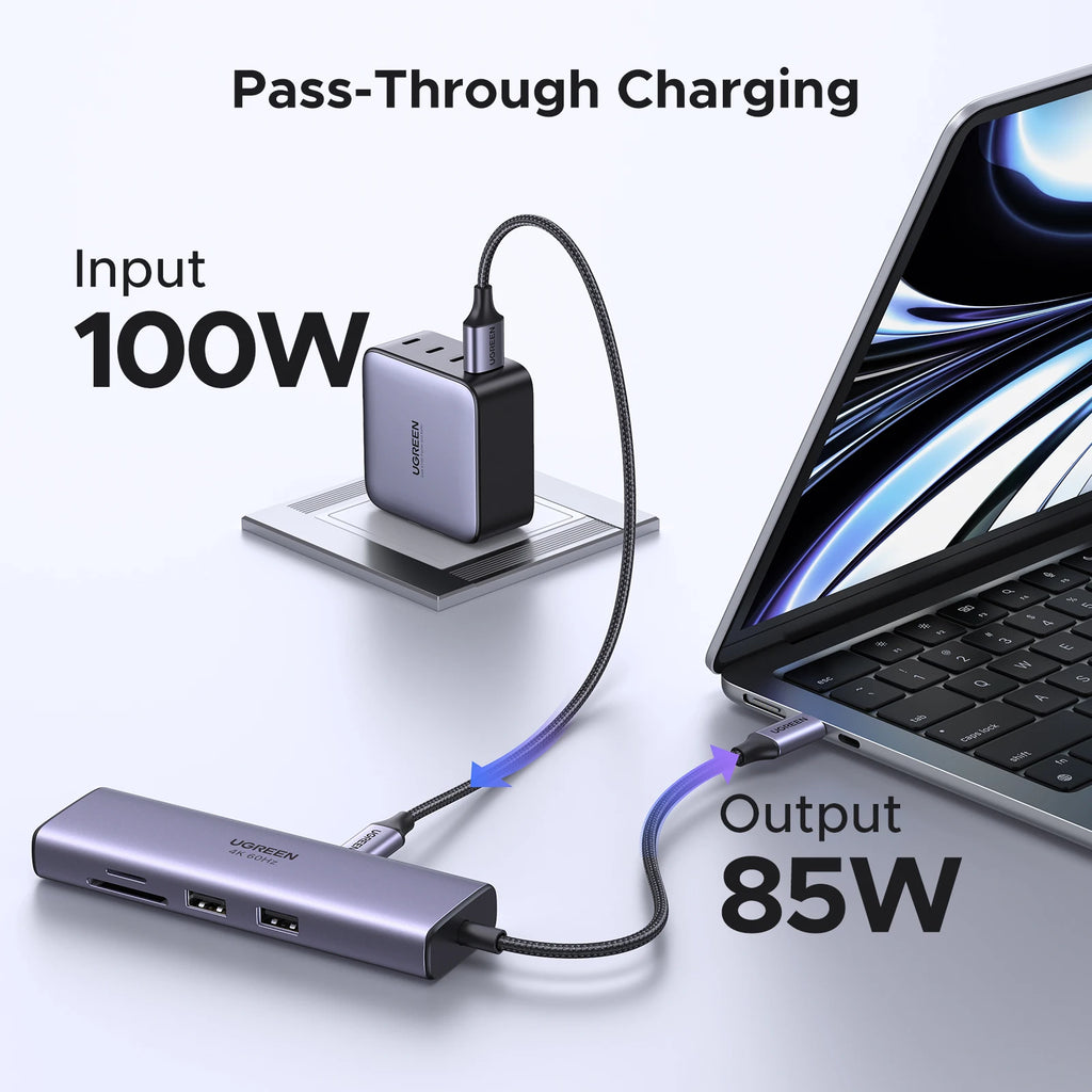 Ugreen Hub USB-C 7 en 1 con HDMI 4K, PD 100W y lector SD/TF