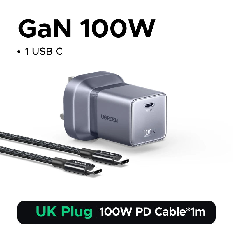 Ugreen Cargador Nexode Air 100W GaN ultra mini con cable