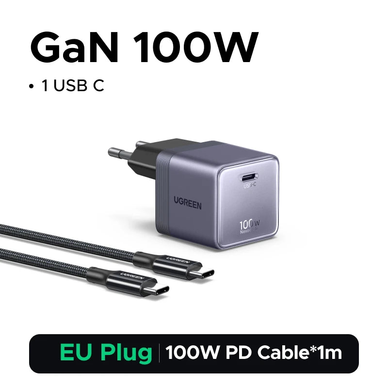 Ugreen Cargador Nexode Air 100W GaN ultra mini con cable