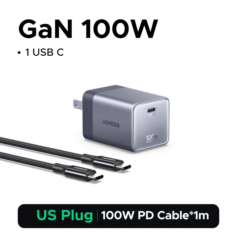 Ugreen Cargador Nexode Air 100W GaN ultra mini con cable