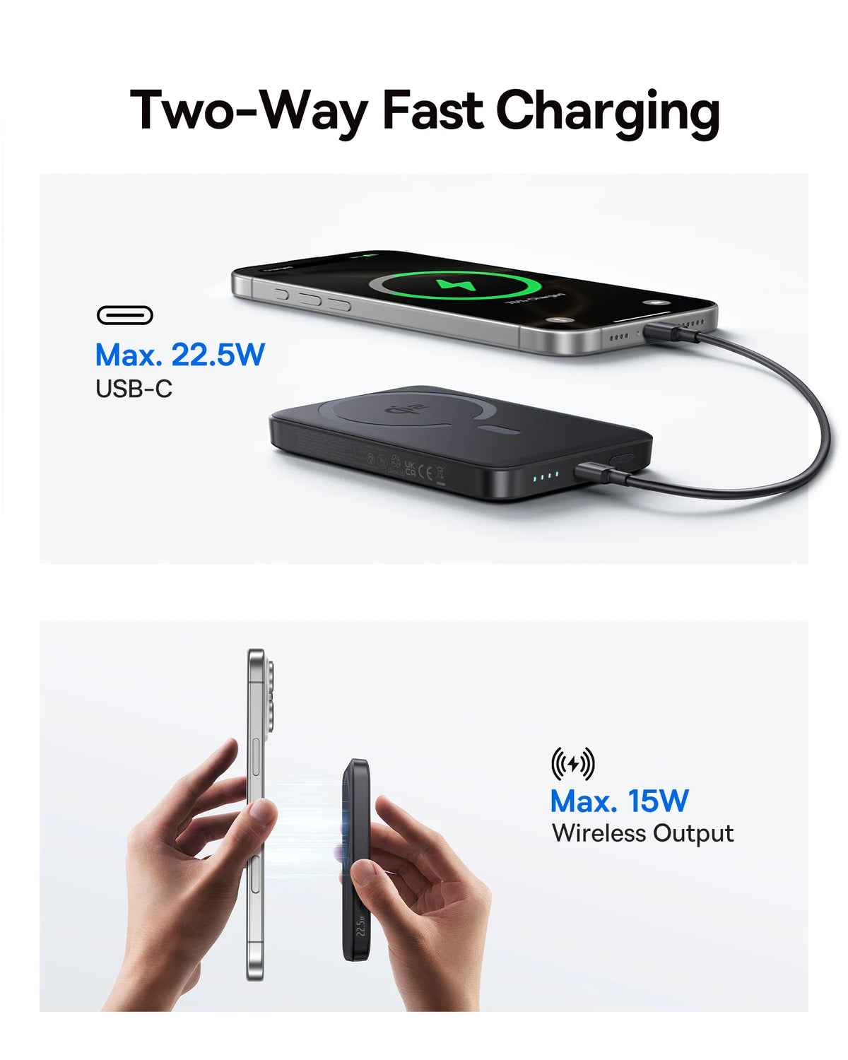Baseus Batería magnética Qi2 10,000 mAh con carga inalámbrica