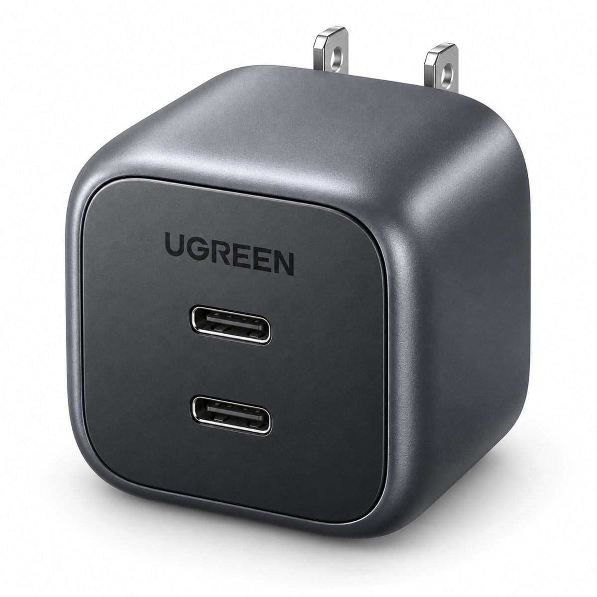 Cargador Ugreen GaN 45W vista tres cuartos