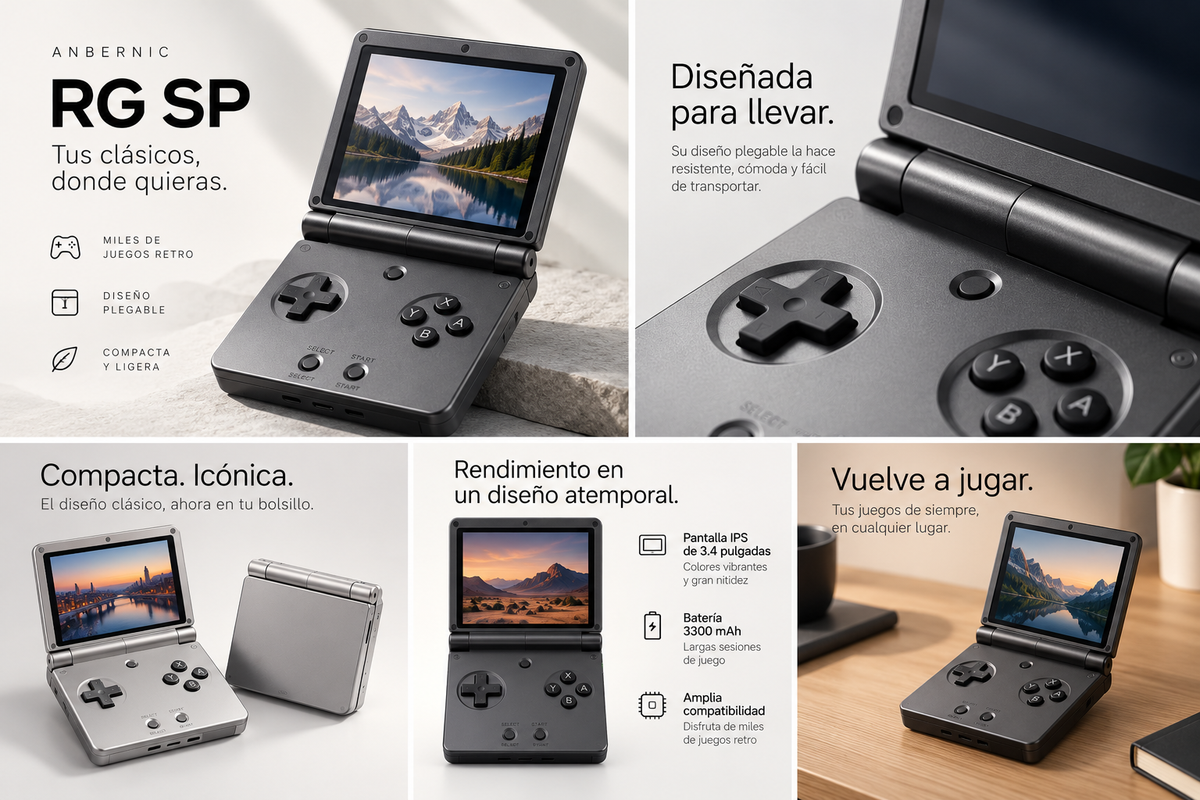 Anbernic RG SP, resumen de diseño y características