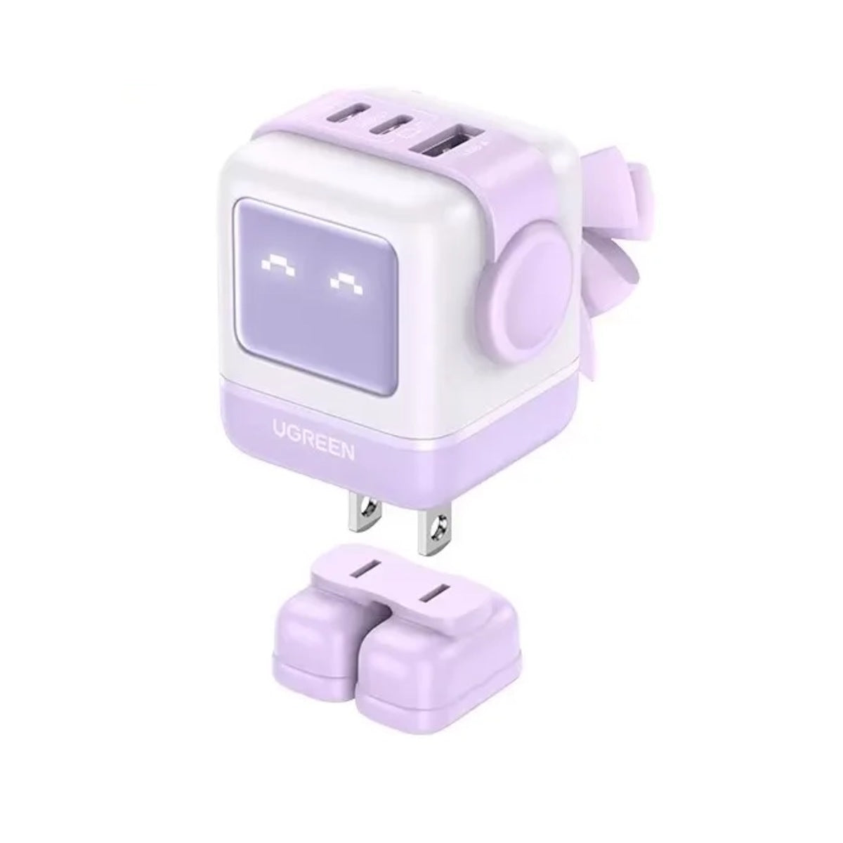 Cargador Ugreen GaN 65W robot morado