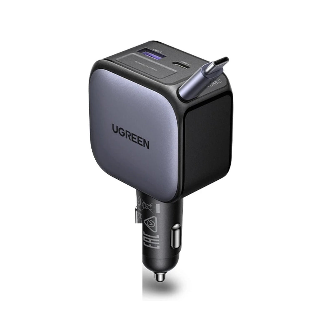 Cargador de auto Ugreen con cable retráctil