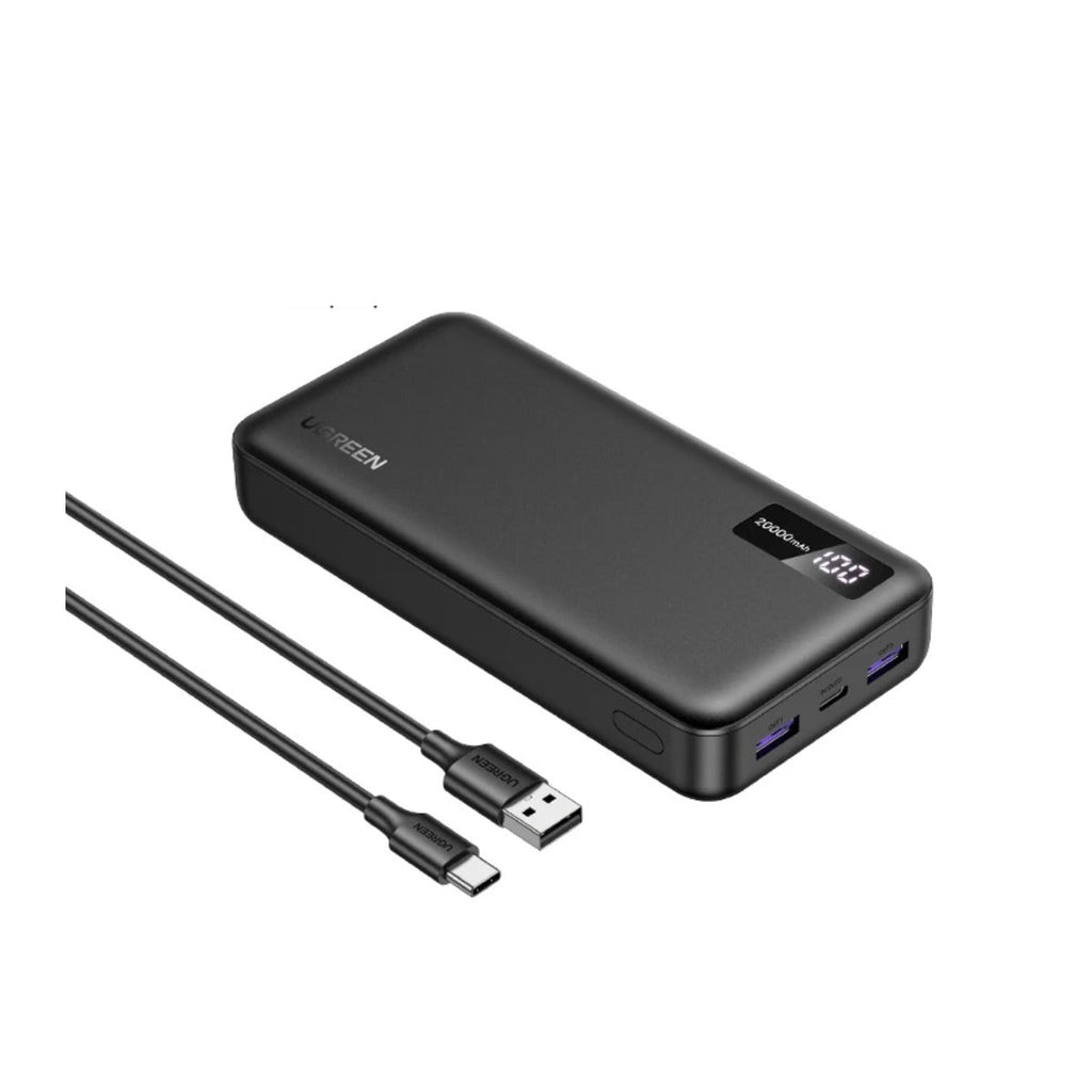 Batería portátil Ugreen 20,000 mAh negra con cables