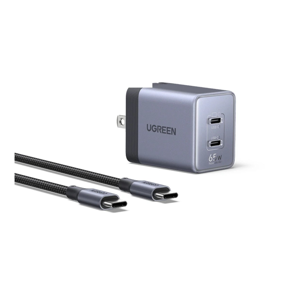 Cargador Ugreen Nexode Air 65W con cable USB-C de 100W