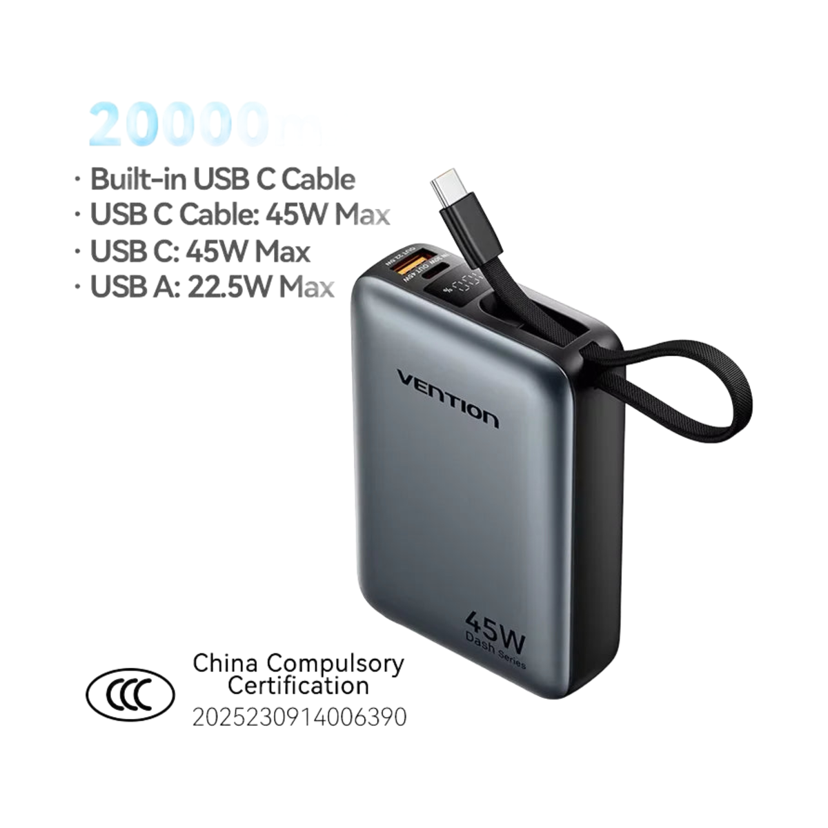 Vention batería 45 W negra